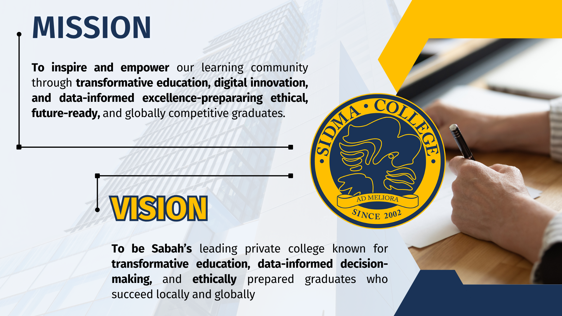 SIDMA College Vision and Mission